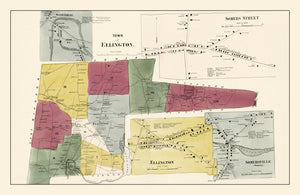 Vintage Map of Town of Ellington, Connecticut 1869