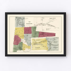 Vintage Map of Town of Ellington, Connecticut 1869
