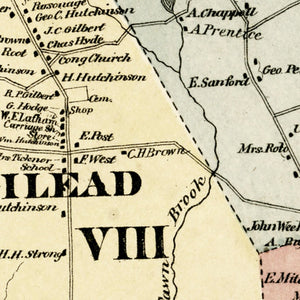 Vintage Map of Town of Hebron, Connecticut 1869
