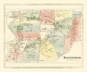 Vintage Map of Glastenbury, Connecticut 1869