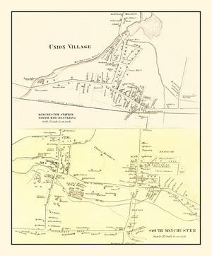 Vintage Map of Union Village, Connecticut 1869