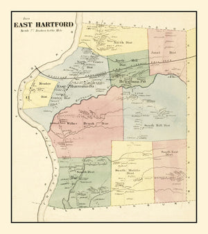 Vintage Map of East Hartford, Connecticut 1869