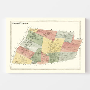 Vintage Map of South Windsor, Connecticut 1869