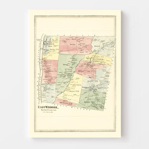 Vintage Map of East Windsor, Connecticut 1869
