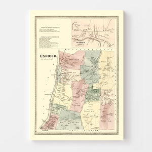 Vintage Map of Enfield, Connecticut 1869