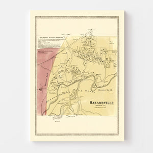 Vintage Map of Hazardville, Connecticut 1869