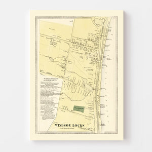 Vintage Map of Windsor Locks, Connecticut 1869