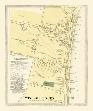 Vintage Map of Windsor Locks, Connecticut 1869