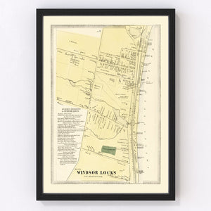 Vintage Map of Windsor Locks, Connecticut 1869