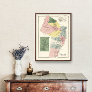 Vintage Map of Windsor, Connecticut 1869