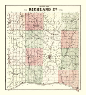 Vintage Map of Richland County, Wisconsin 1874