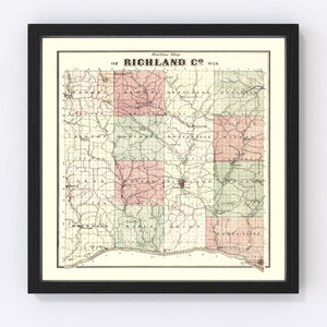 Vintage Map of Richland County, Wisconsin 1874