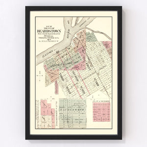Vintage Map of Beardstown, Illinois 1874