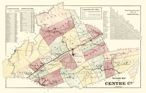 Vintage Map of Centre County, Pennsylvania 1874