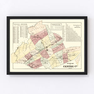 Vintage Map of Centre County, Pennsylvania 1874