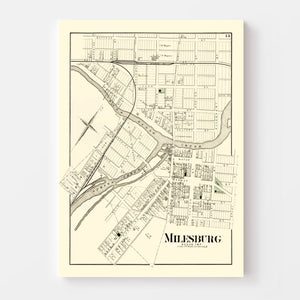 Vintage Map of Milesburg, Pennsylvania 1874
