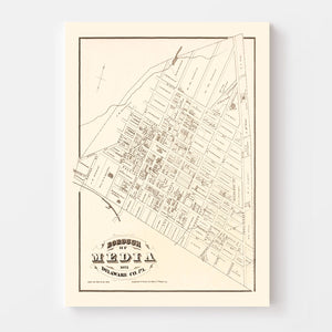 Vintage Map of Media, Pennsylvania 1875
