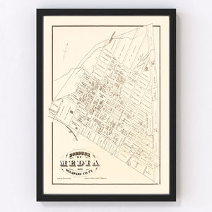 Vintage Map of Media, Pennsylvania 1875