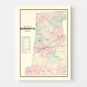 Vintage Map of Madison County, Ohio 1875