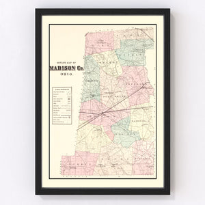 Vintage Map of Madison County, Ohio 1875