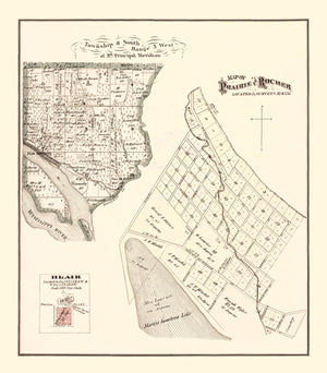 Vintage Map of Prairie and Rocher, Illinois 1875