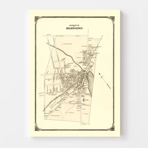 Vintage Map of Hightstown, New Jersey 1875