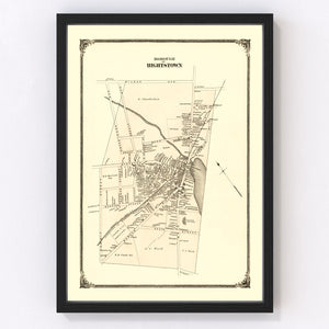 Vintage Map of Hightstown, New Jersey 1875