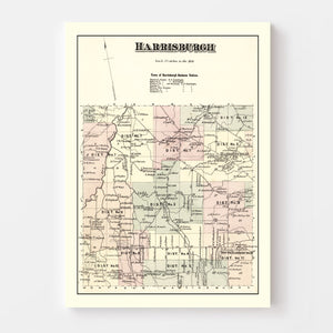 Vintage Map of Harrisburgh Township, Lewis County, New York 1875