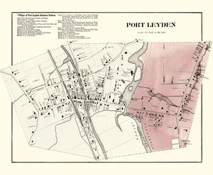 Vintage Map of Port Leyden Township, Lewis County, New York 1875