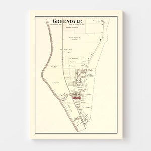 Vintage Map of Greendale, Indiana 1875