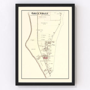 Vintage Map of Greendale, Indiana 1875