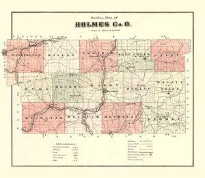 Vintage Map of Holmes County, Ohio 1875