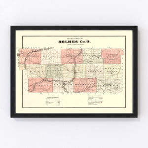 Vintage Map of Holmes County, Ohio 1875