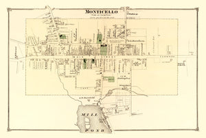 Vintage Map of Monticello Township, Sullivan County, New York 1875