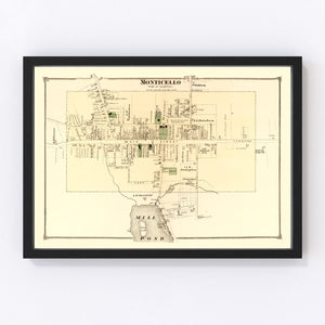 Vintage Map of Monticello Township, Sullivan County, New York 1875