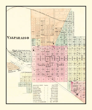 Vintage Map of Valparaiso, Indiana 1876