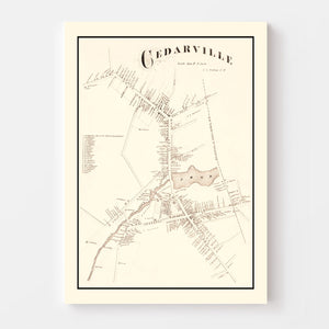 Vintage Map of Cedarville, New Jersey 1876
