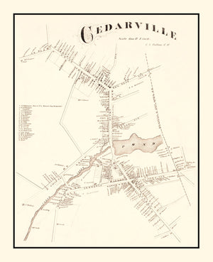 Vintage Map of Cedarville, New Jersey 1876