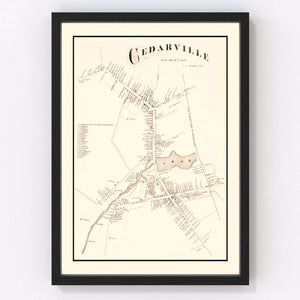 Vintage Map of Cedarville, New Jersey 1876