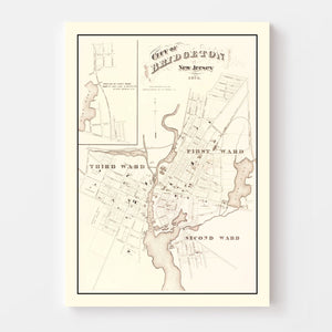 Vintage Map of Bridgeton, New Jersey 1876