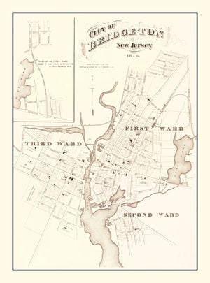 Vintage Map of Bridgeton, New Jersey 1876