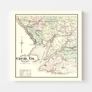 Vintage Map of Cecil County, Maryland 1877