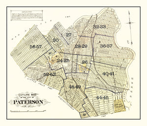 Vintage Map of Paterson, New Jersey 1877