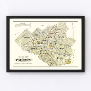 Vintage Map of Paterson, New Jersey 1877
