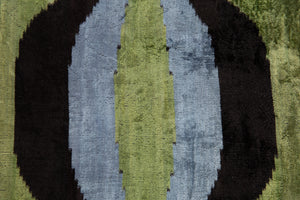 Handmade Velvet Throw Pillow - 16x16 Inches, Naturally Vegetable-Dyed, Premium Down Feather Insert - Green, Black, and Gray Abstract Design, Luxury Home Decor Accent