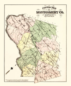 Vintage Map of Montgomery County, Washington DC 1879