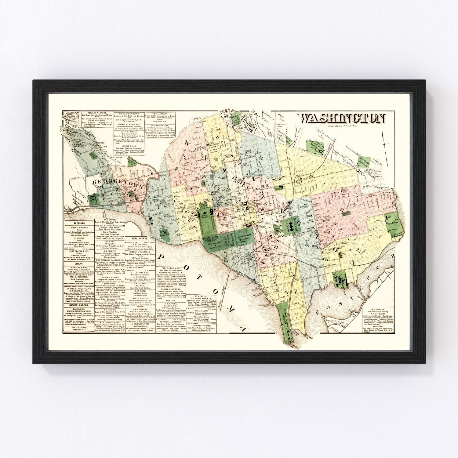 Vintage Map of Washington DC, Washington DC 1879