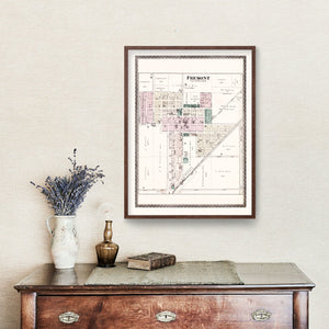 Vintage Map of Fremont, Indiana 1880