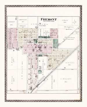 Vintage Map of Fremont, Indiana 1880