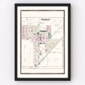 Vintage Map of Fremont, Indiana 1880